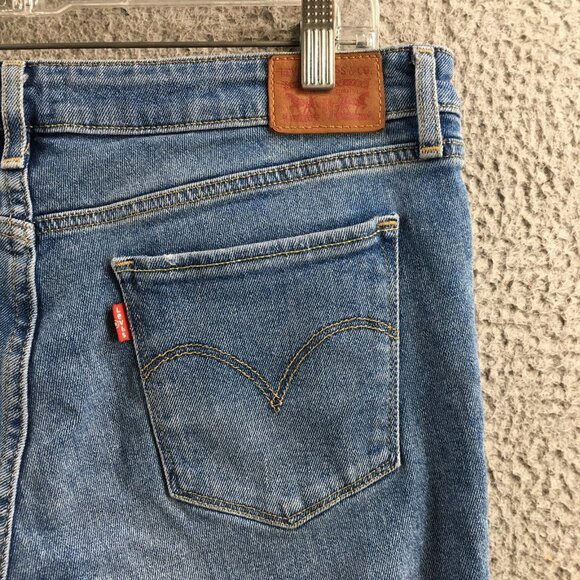 Women's Blue Denim Button Front Cotton Blend Zipper Placket - Picture 11 of 14
